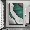Beach wave abstract green 05 wall art minimalism